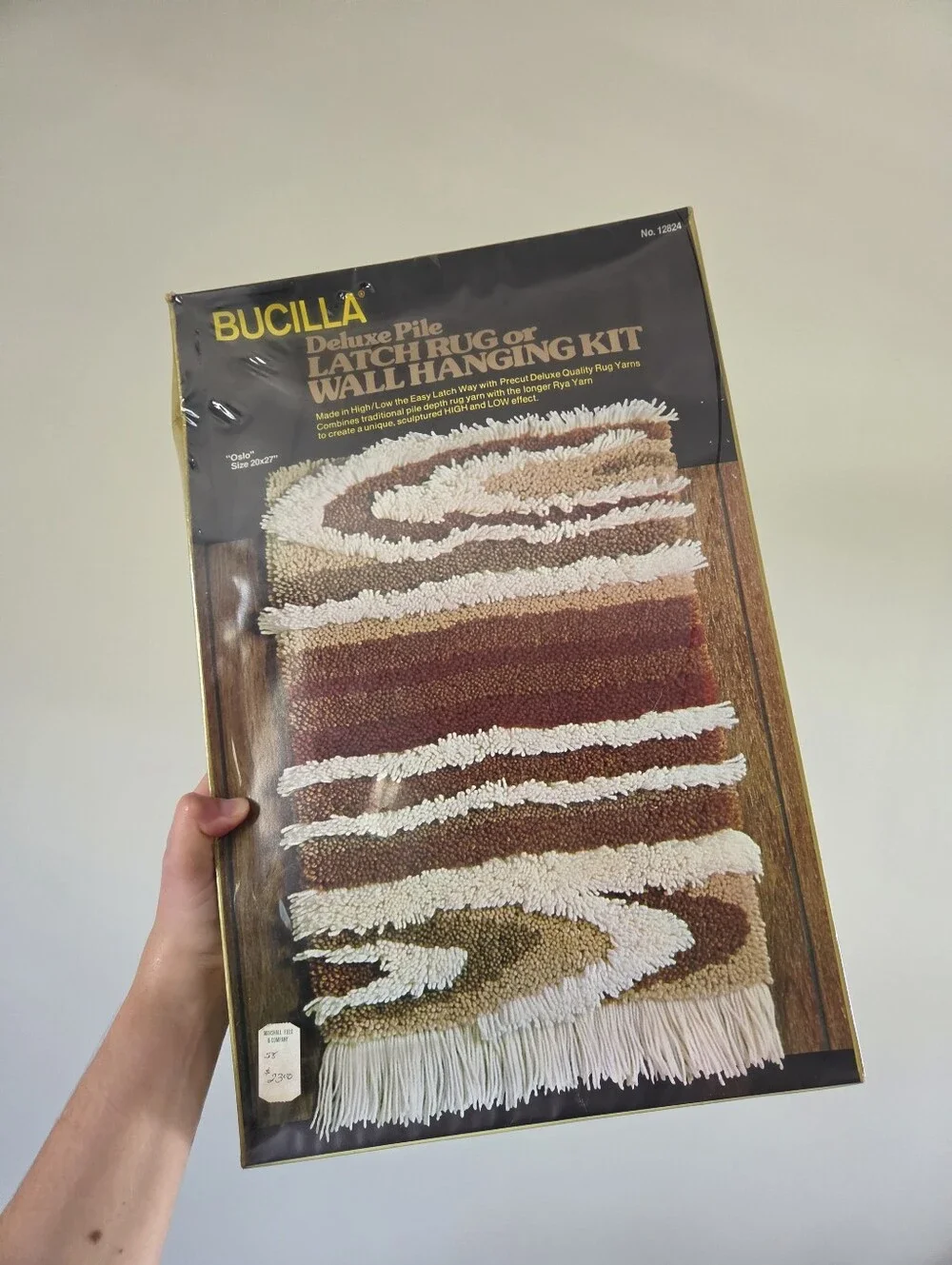Vintage Bucilla Latch Hook Kit Oslo 20x27 Wall Hanging Rug Mid Century Modern Re